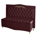 Ver imagem 1 de Kit Cabeceira de Cama Box e Calçadeira Baú Madri Casal 140cm Suede Bordo