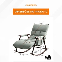 Poltrona de Balanço Lazy Cinza com 3 Níveis de Regulagem e Trava de Segurança - 8