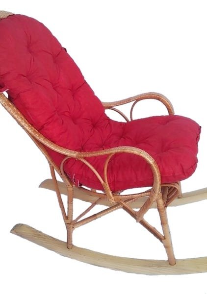 Cadeira de Balanço com Almofada Vermelha - 2