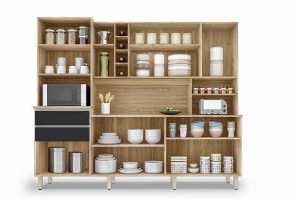 Cozinha Compacta com armários, balcões, nichos e adega Barcelona Nature Off White - 4