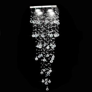 Lustre Plafon Cristal Verdadeiro K9 30x30 Cm Altura 70 Cm