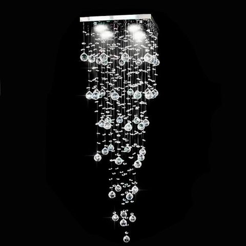 Lustre Plafon Cristal Verdadeiro K9 30x30 Cm Altura 70 Cm