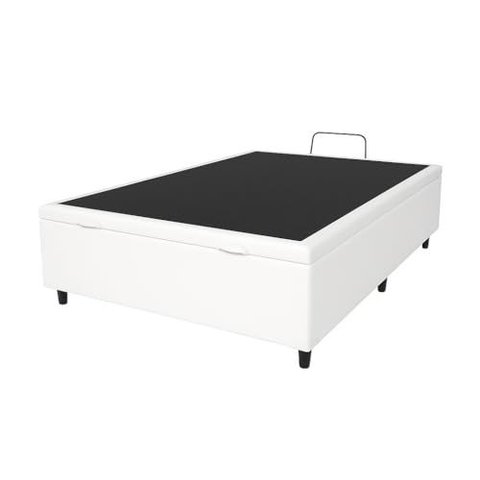 Base de Cama Box com Baú Viuva ou Casal em Corino - Branco - Casal