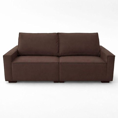 Sofá 2 Metros Contemporâneo Sala Estar Luxo Moderno Suede Cor:marrom