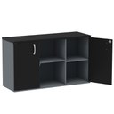 Ver imagem 2 de Armário Baixo Credenza PE25 Pandin 121,50 cm (largura) em MDP Cor Grafito e Preto com Dois Nichos