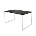 Ver imagem 1 de Mesa de Jantar Industrial Base Ferro Branco Tampo 137x90 Preto