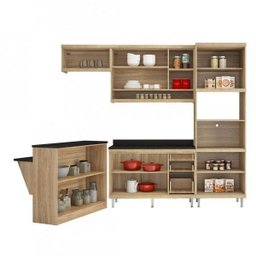 Cozinha Completa com Bancada e Balcão com Tampo 6 Peças 7 Prateleiras Sicília Multimóveis - 3 Cozinha Completa com Bancada e Balcão com Tampo 6 Peças 7 Prateleiras Sicília Multimóveis - 3