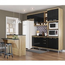 Cozinha Completa com Bancada e Balcão com Tampo 6 Peças 7 Prateleiras Sicília Multimóveis - 1 Cozinha Completa com Bancada e Balcão com Tampo 6 Peças 7 Prateleiras Sicília Multimóveis - 1