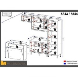 Cozinha Completa com Bancada e Balcão com Tampo 6 Peças 7 Prateleiras Sicília Multimóveis - 4 Cozinha Completa com Bancada e Balcão com Tampo 6 Peças 7 Prateleiras Sicília Multimóveis - 4