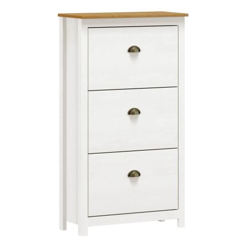 Sapateira de Madeira 3 Portas 70cm Estilo Americano Lázio F07 Branco-carvalho - Mpozenato