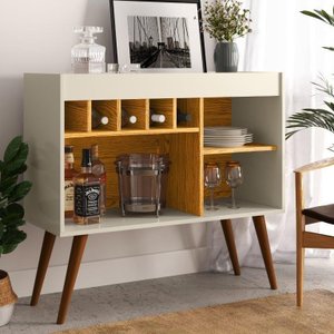 Buffet Aparador Retrô Odin Adega Balcão Off White Com Nature EJ