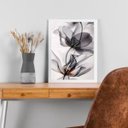 Ver imagem 2 de Quadro Decorativo Moderno Flor Cinza 45x34cm - com Vidro:moldura Branca
