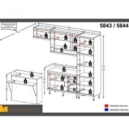 Cozinha Completa com Bancada e Balcão com Tampo 6 Peças 7 Prateleiras Sicília Multimóveis - 4 Cozinha Completa com Bancada e Balcão com Tampo 6 Peças 7 Prateleiras Sicília Multimóveis - 4