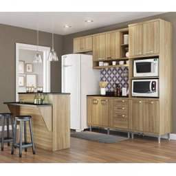 Cozinha Completa com Bancada e Balcão com Tampo 6 Peças 7 Prateleiras Sicília Multimóveis - 1 Cozinha Completa com Bancada e Balcão com Tampo 6 Peças 7 Prateleiras Sicília Multimóveis - 1