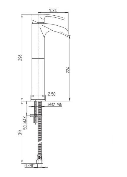 Torneira Misturador monocomando Banheiro Linea Ovo Cascata Alto Paini Italia - 4