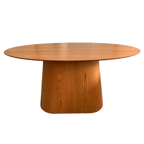 Base para Mesa de Jantar Cone Oval Laminada em Madeira Freijó para Tampos de 198x122 cm até - Marrom