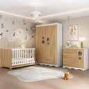 Ver imagem 1 de Quarto de Bebê Completo com Berço Americano 3 em 1 Sonho Multimóveis Mp4615 Branco/madeirado