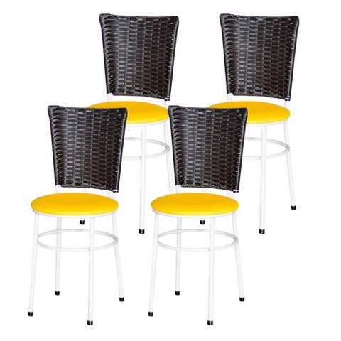 4 Cadeiras para Mesa Branca Hawai Marrom Cor:preto