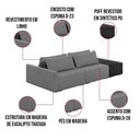 Ver imagem 5 de Sofá Ilha 2 Lugares Living 252cm Modulado Lary Linho Pu Pto K01 Cor Grafite