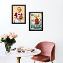 Ver imagem 1 de Kit 2 Quadros Cozinha Vintage Pin Up 45x34cm - com Vidro:madeira Preta
