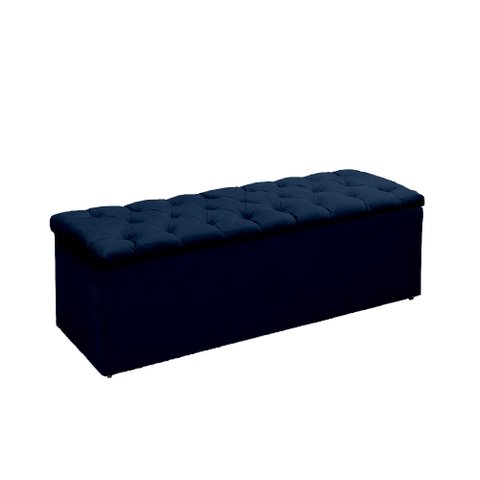 Sapateira Baú Lana para Decoração Quarto e Cama Box Queen 160 Cm - Sv Decor:azul Marinho