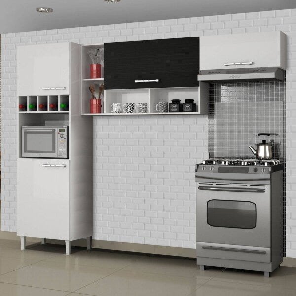 Cozinha Compacta 3 Peças com Paneleiro Adega Ágatha Sallêto Móveis - 1