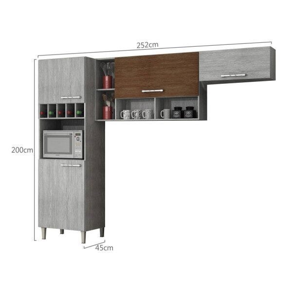 Cozinha Compacta 3 Peças com Paneleiro Adega Ágatha Sallêto Móveis - 4