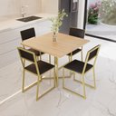 Ver imagem 2 de Conjunto Mesa de Jantar Quadrada Pinus 4 Cadeiras Estofado Riviera Industrial Dourado Don Castro Dec