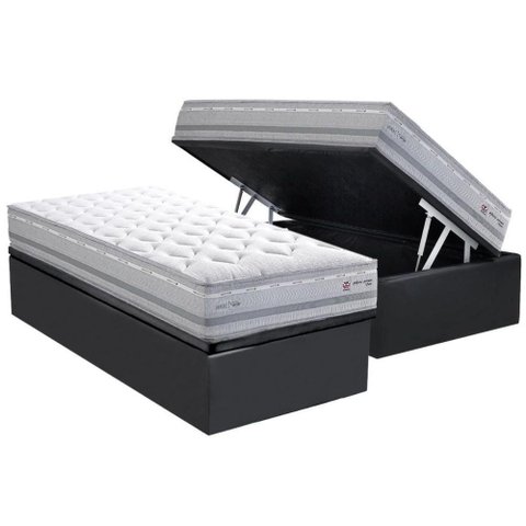 Cama Box C-auxiliar Solteiro: Colchão Herval Maxspring Petra C1662 + Base Crc Suede Gray(88x188x33)