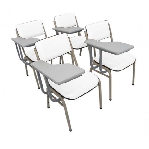 Kit com 4 Cadeiras para Auditórios Linha Hotel Smart Branco