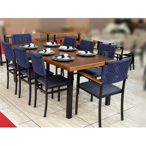 Conjunto Mesa e 8 Cadeiras para Área Gourmet - Madri - Paonanda Decor
