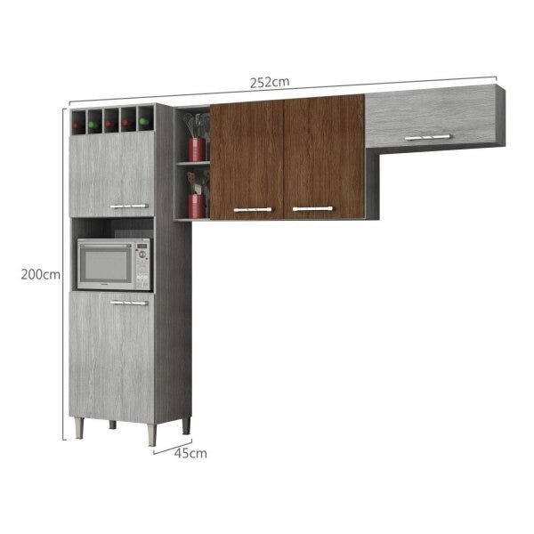 Cozinha Compacta 3 Peças com Paneleiro Adega Opala Sallêto Móveis - 4