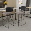 Ver imagem 2 de Kit 06 Banquetas Altas Cozinha Sala Jantar Fixa Allana L02 Couríssimo Preto Linho Bege - Lyam