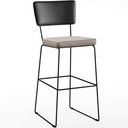 Ver imagem 3 de Kit 06 Banquetas Altas Cozinha Sala Jantar Fixa Allana L02 Couríssimo Preto Linho Bege - Lyam