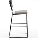 Ver imagem 6 de Kit 06 Banquetas Altas Cozinha Sala Jantar Fixa Allana L02 Couríssimo Preto Linho Bege - Lyam