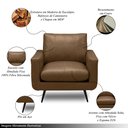 Ver imagem 3 de Poltrona Decorativa Paloma Sala de Estar Pés em Aço Couro Marrom Claro Manchado G88 - Gran Belo