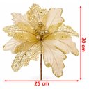 Ver imagem 6 de Flor Natal Artificial Dourada Glitter Enfeite 25cm Kit 10PÇS