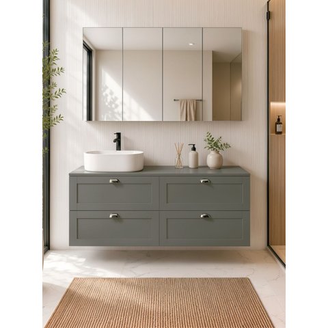 Gabinete para Banheiro com Tampo Cuba e Armário 160cm Retro MDF Verde Milano - On Móveis