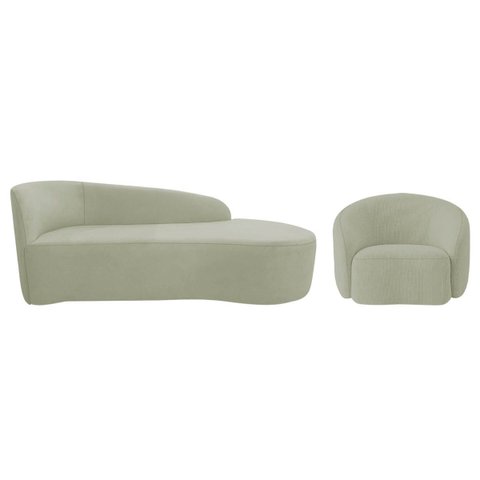 Kit Divã Recamier Orgânico França 160cm Lado Direito e Poltrona Amore Bouclé