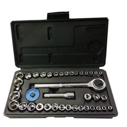 Jogo de Soquetes Sextavado de 1/4 e 3/8 Pol. com 40 Peças - 1 Jogo de Soquetes Sextavado de 1/4 e 3/8 Pol. com 40 Peças - 1