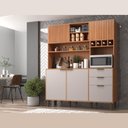 Ver imagem 1 de Cozinha Compacta 160cm Melissa 5 Portas 2 Gavetas Armário de Cozinha J Carvalho Freijó/Fumê