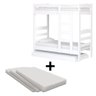 Cama Beliche Madeira Maciça Alta Com Auxiliar E 3 Colchões Solteiro Life Branco Nemargi - 3