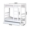 Cama Beliche Madeira Maciça Alta Com Auxiliar E 3 Colchões Solteiro Life Branco Nemargi - 4