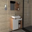 Ver imagem 1 de Conjunto Kit para banheiro 60cm com Gabinete espelheira e cuba CJ43018-107 Móvel na Caixa Videira Am