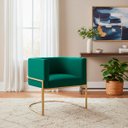 Ver imagem 2 de Poltrona Decorativa Luna Estofada Base Metálica Suede: Suede Verde