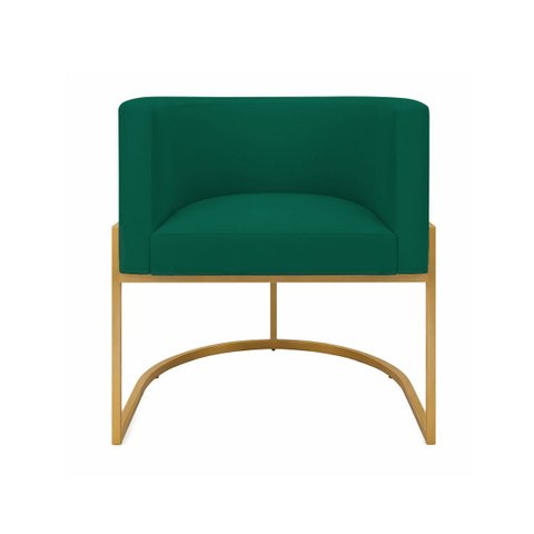Poltrona Decorativa Luna Estofada Base Metálica Suede: Suede Verde