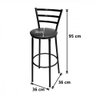 Banqueta Alta Preta Com Encosto Liso Preto Assento Corino Preto Roma Moveraço - 3