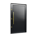 Ver imagem 1 de Porta Pivotante Alumínio Lambril c/Puxador Esq. Elite Preto Gold 240x130 Brimak