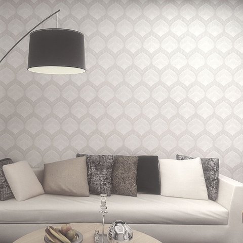 Papel de Parede Geométrico Colonial Off White + Cola Inclusa