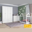 Ver imagem 1 de Kit Conjunto Quarto Infantil Guarda Roupa Roupeiro Cama Berço Cômoda Multiuso Gaveteiro Mdf